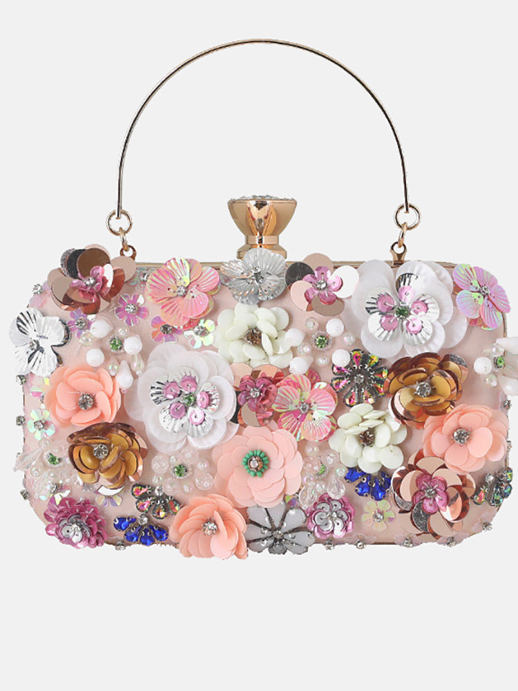Women's Rhinestones Pearl Floral Bag