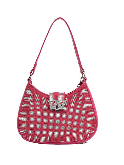 Women's Rhinestone Saddle Shoulder Bag