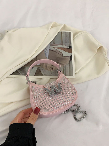 Women's Rhinestone Saddle Shoulder Bag