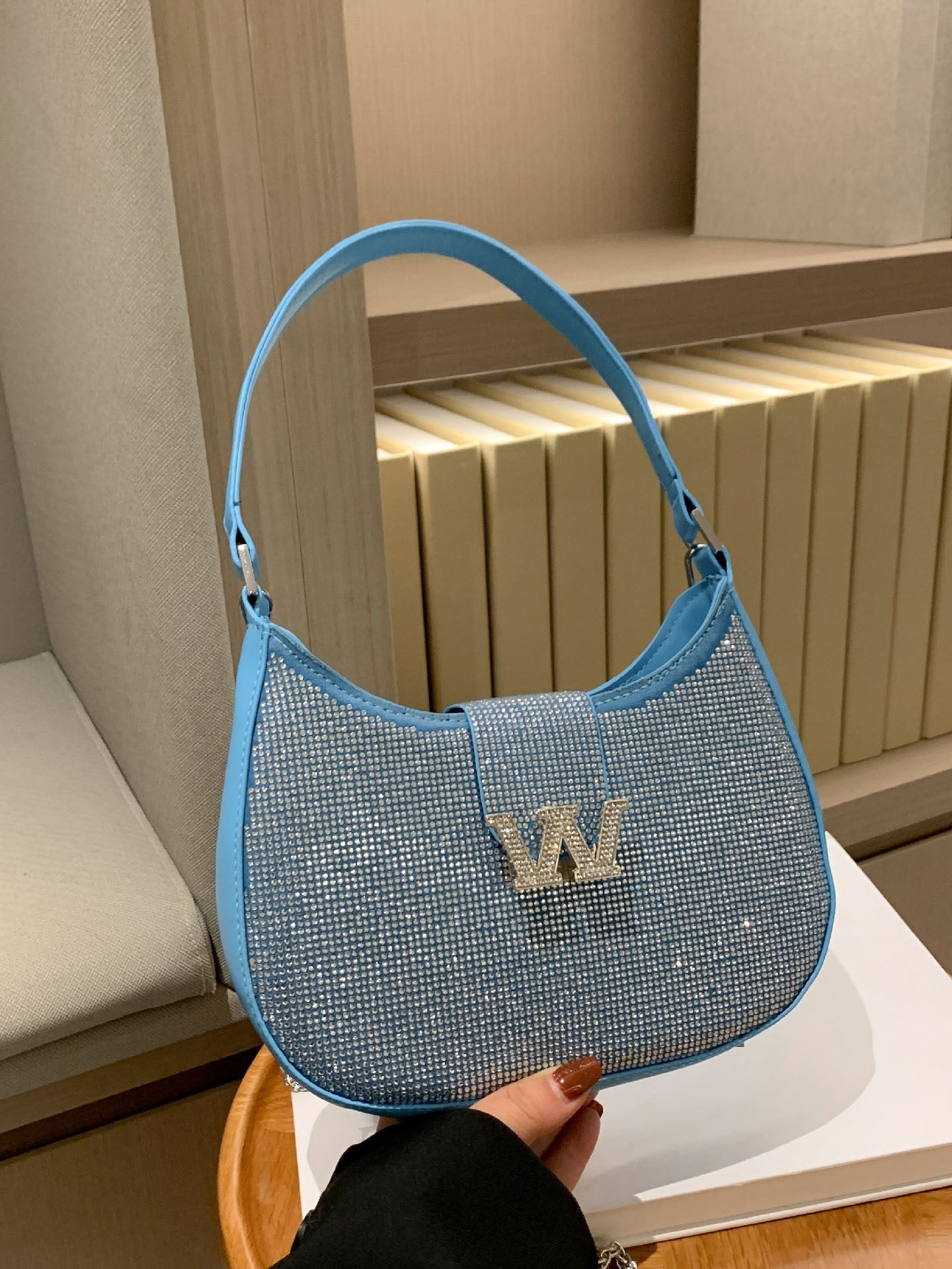 Women's Rhinestone Saddle Shoulder Bag