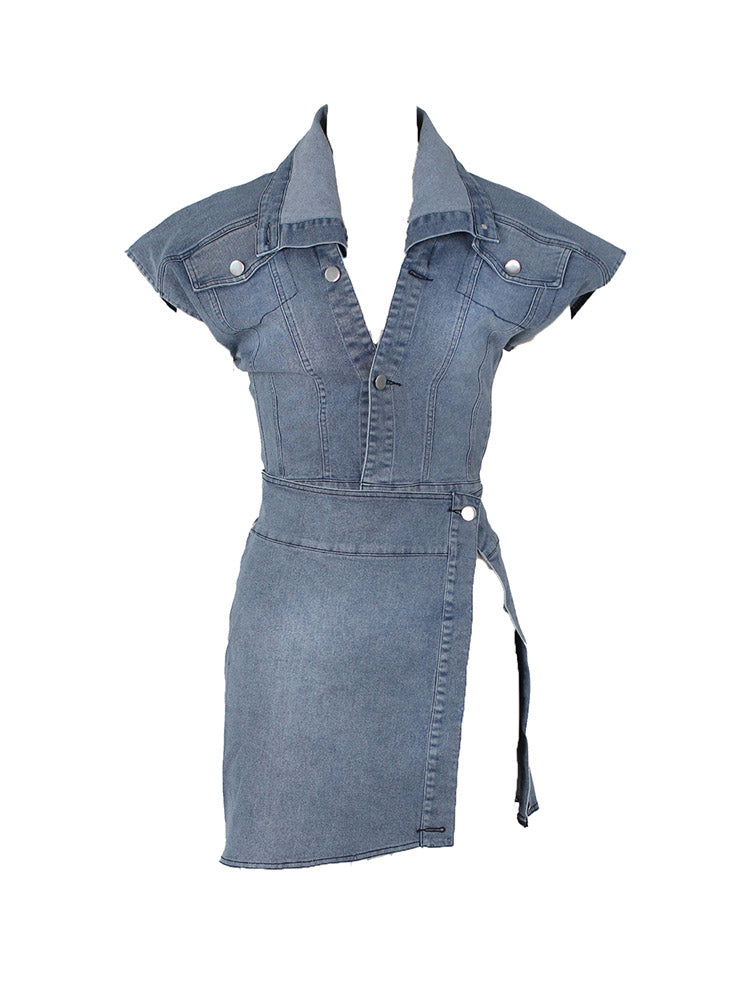 Denim Split Skirt Set