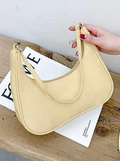 Women's Solid Color Zip Up Bag