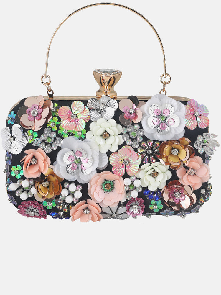 Women's Rhinestones Pearl Floral Bag