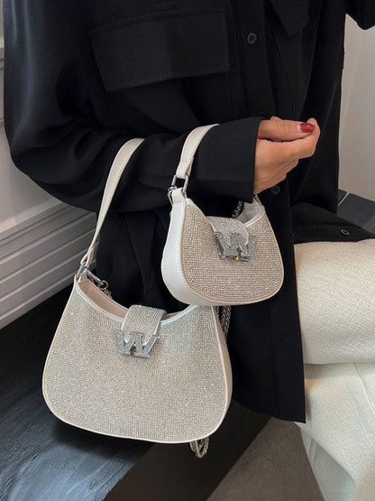 Women's Rhinestone Saddle Shoulder Bag