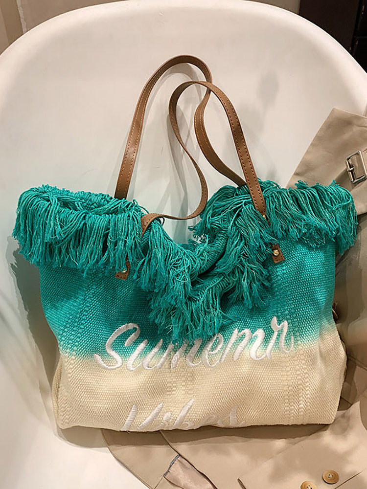 Women's Summer Vibe Tassel Tote Bag