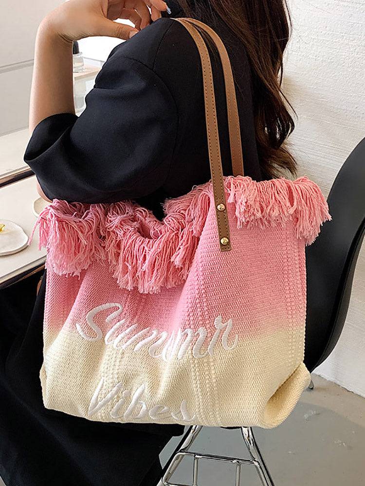 Women's Summer Vibe Tassel Tote Bag