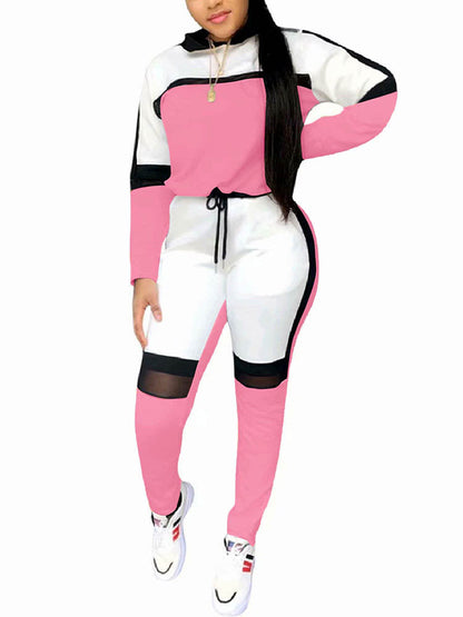 Color Block Hooded Sweatsuit Set