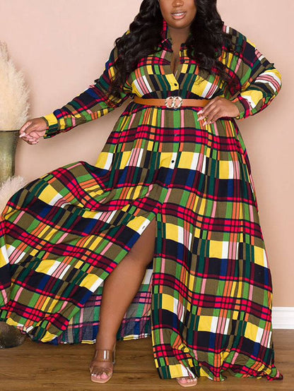 Plaid Belted Maxi Shirtdress