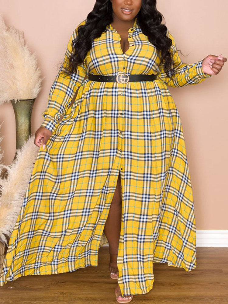 Plaid Belted Maxi Shirtdress