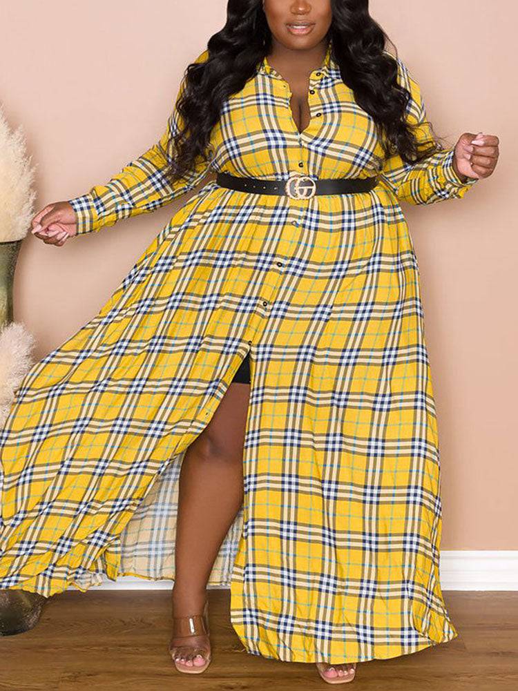 Plaid Belted Maxi Shirtdress