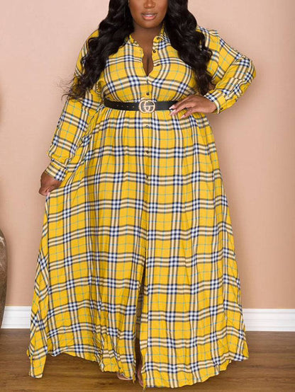 Plaid Belted Maxi Shirtdress