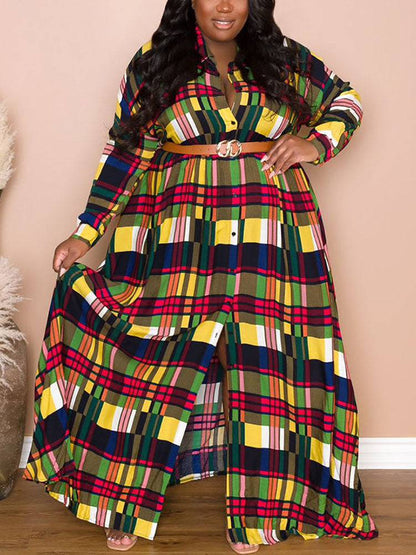 Plaid Belted Maxi Shirtdress