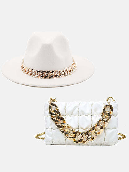 Women's Chain Bag and Matching Hat Set
