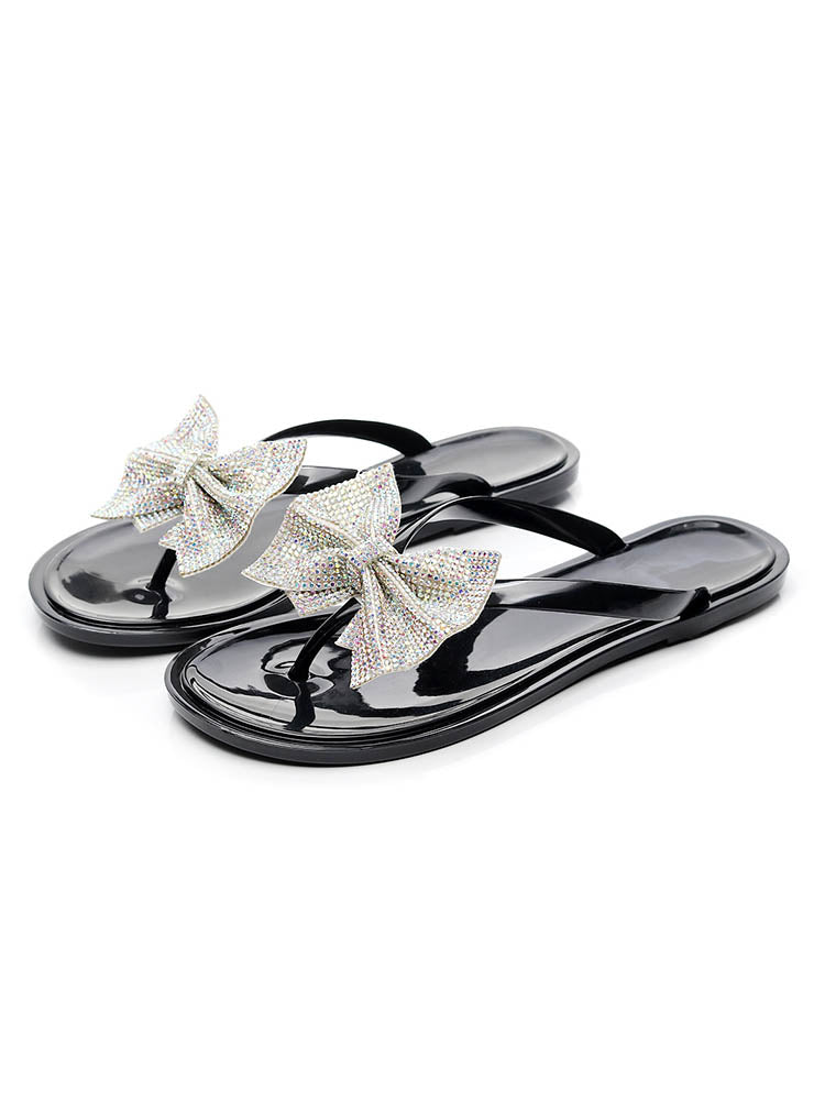 Bow Rhinestone Flip-Flops Sandals