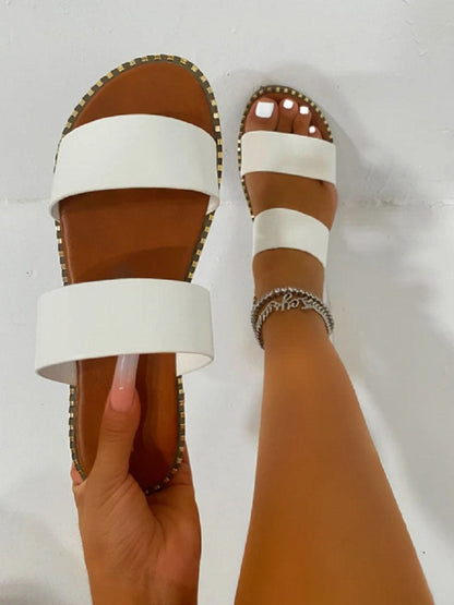 Casual Double Strap Flat Slides