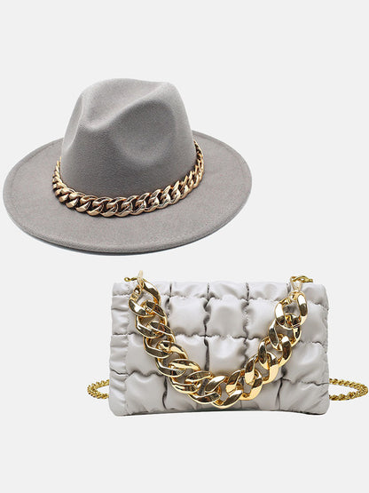 Women's Chain Bag and Matching Hat Set