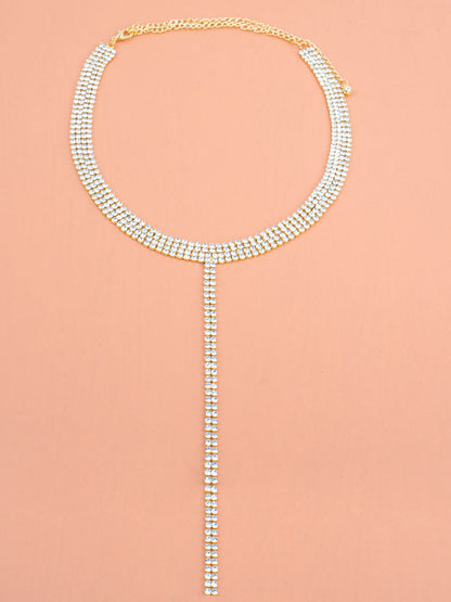 Women's Rhinestone Decor Y Lariat Necklace