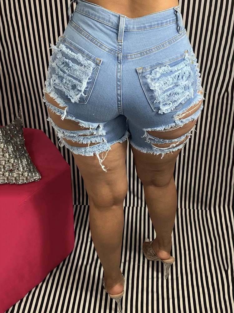 Ripped Denim Shorts