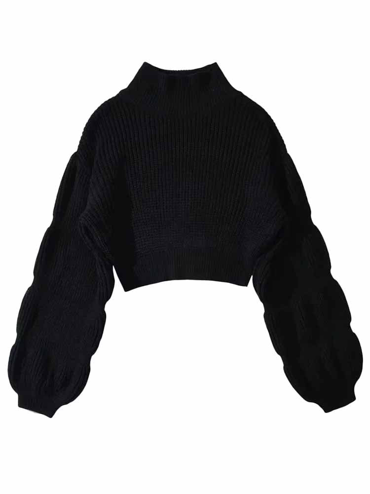 Turtleneck Puffy Sleeve Sweater