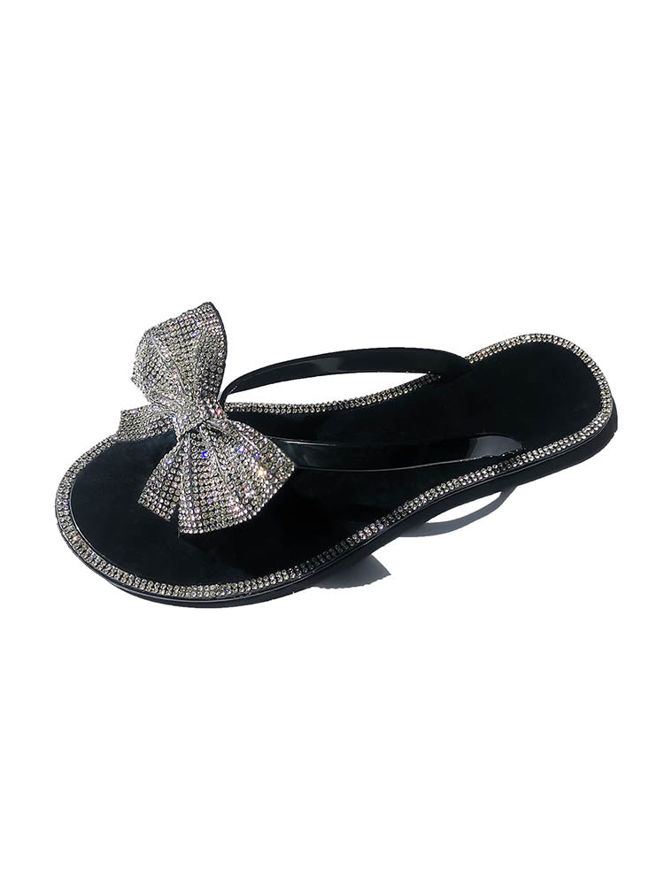 Bow Rhinestone Flip-Flops Sandals