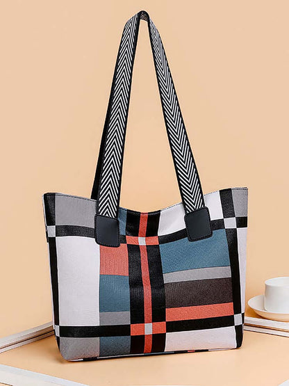 Women's Plaid Large Capacity Tote