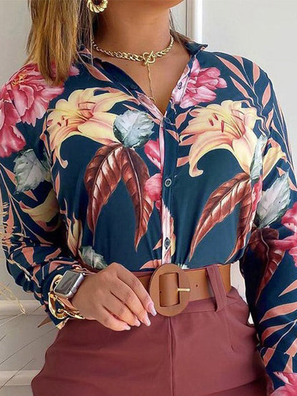 Floral Print Blouse And Short Set