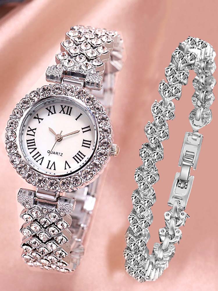 Women's Rhinestone Watches Bracelet Set