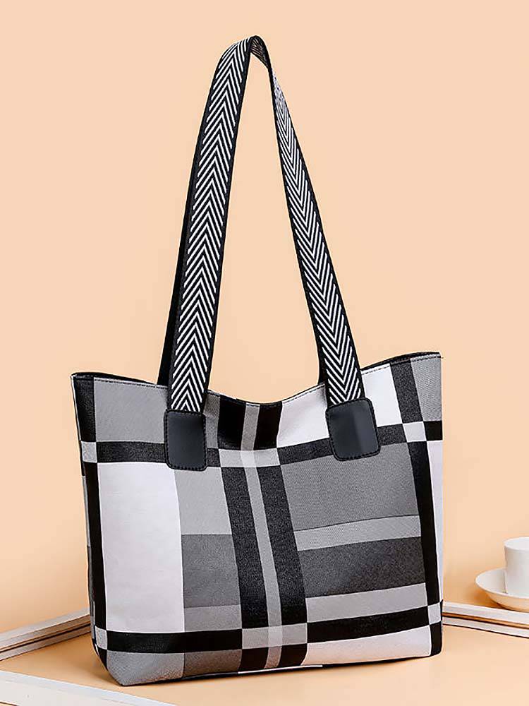 Women's Plaid Large Capacity Tote