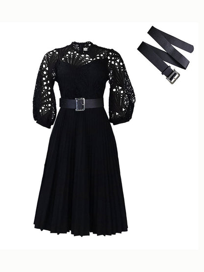 Lace Pleated Dress