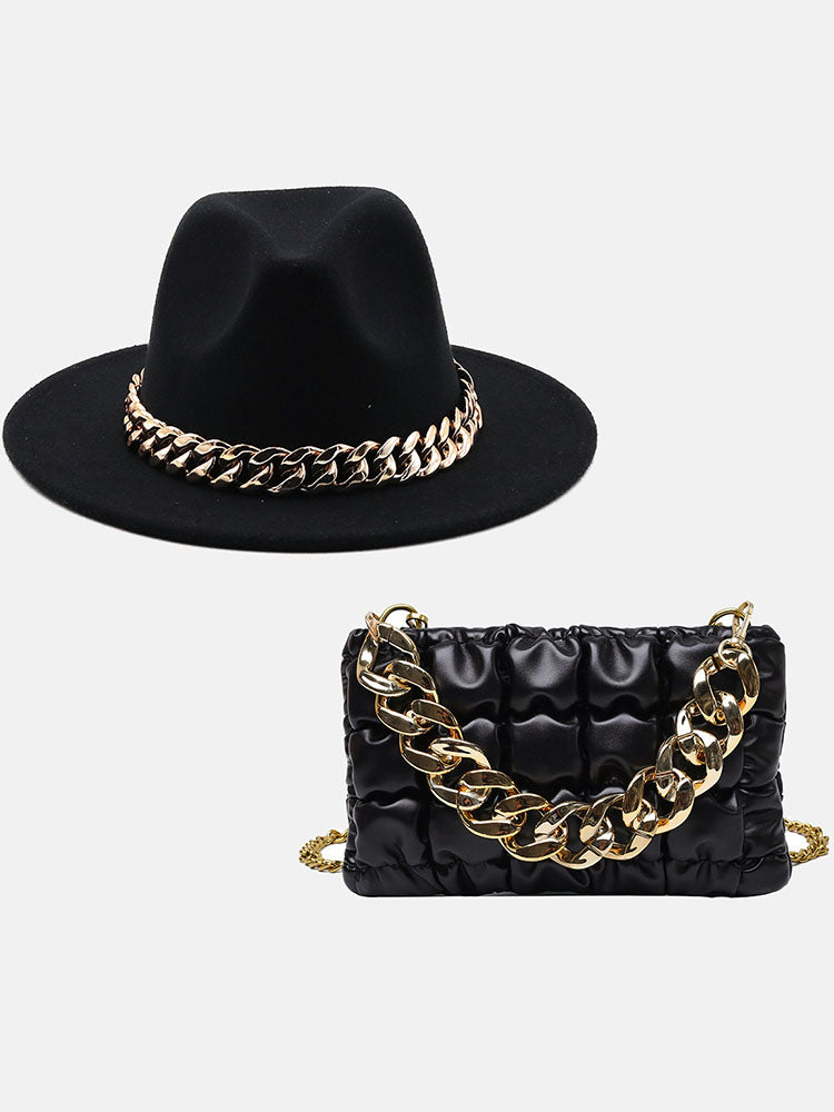 Women's Chain Bag and Matching Hat Set