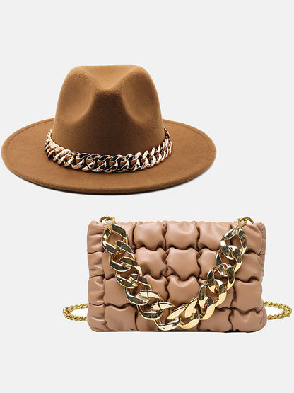 Women's Chain Bag and Matching Hat Set