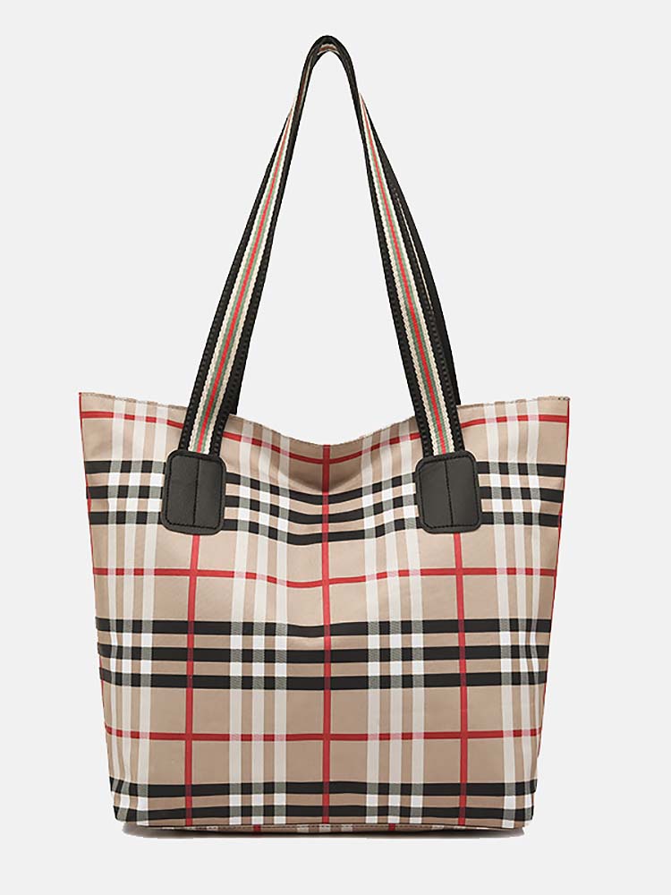 Women's Plaid Large Capacity Tote