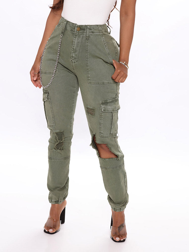 Ripped Camo Cargo Pants