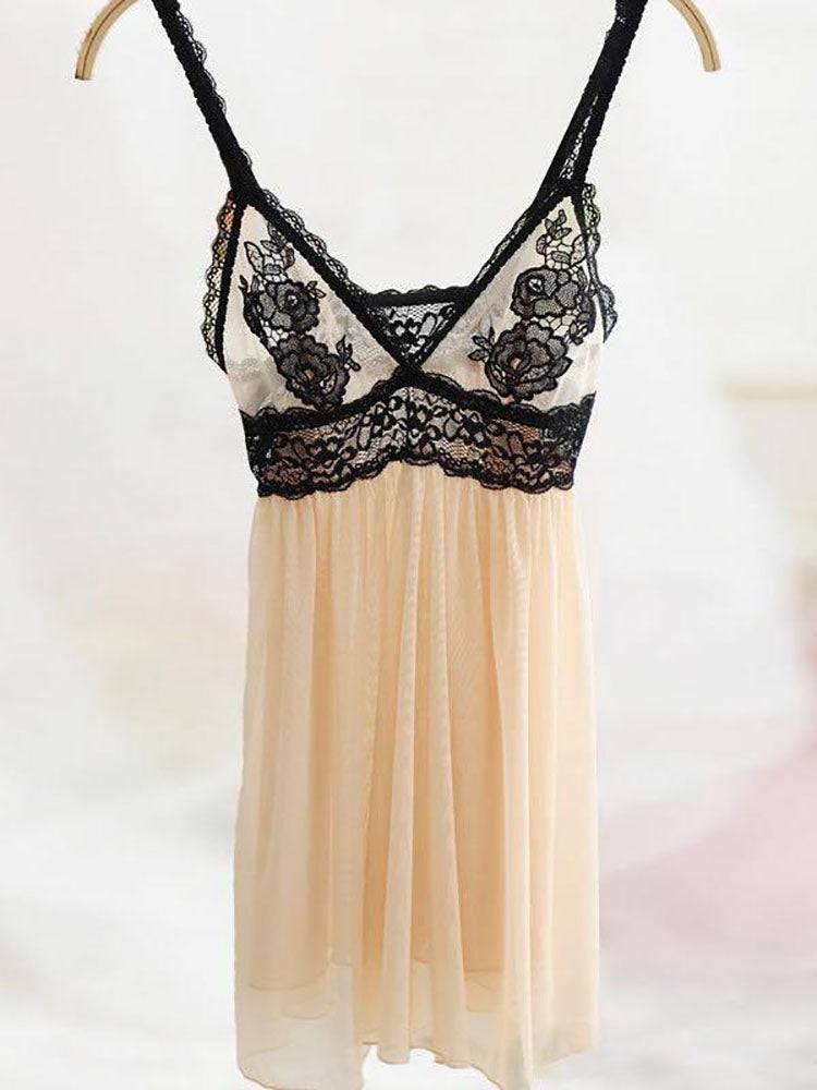 See-Through Lace Babydoll Sleepwear