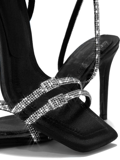 Rhinestones Ankle Strap Heels