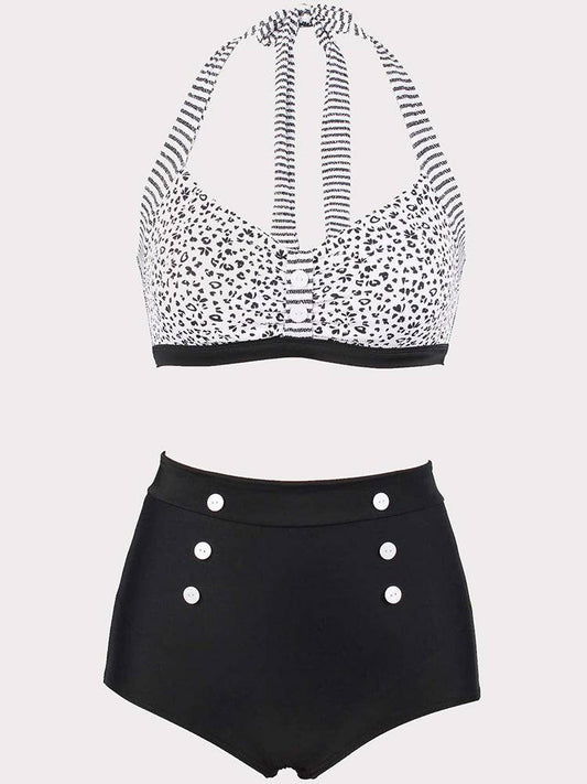 Halter Leopard Print Swimsuit