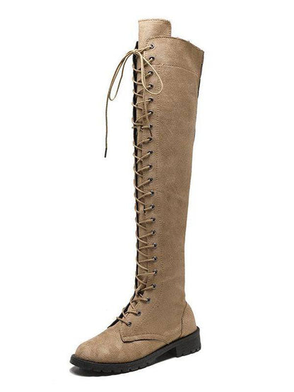 Lace Up Flat Suede Boots