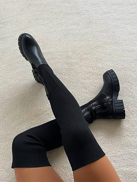 Knitted Over The Knee High Boots