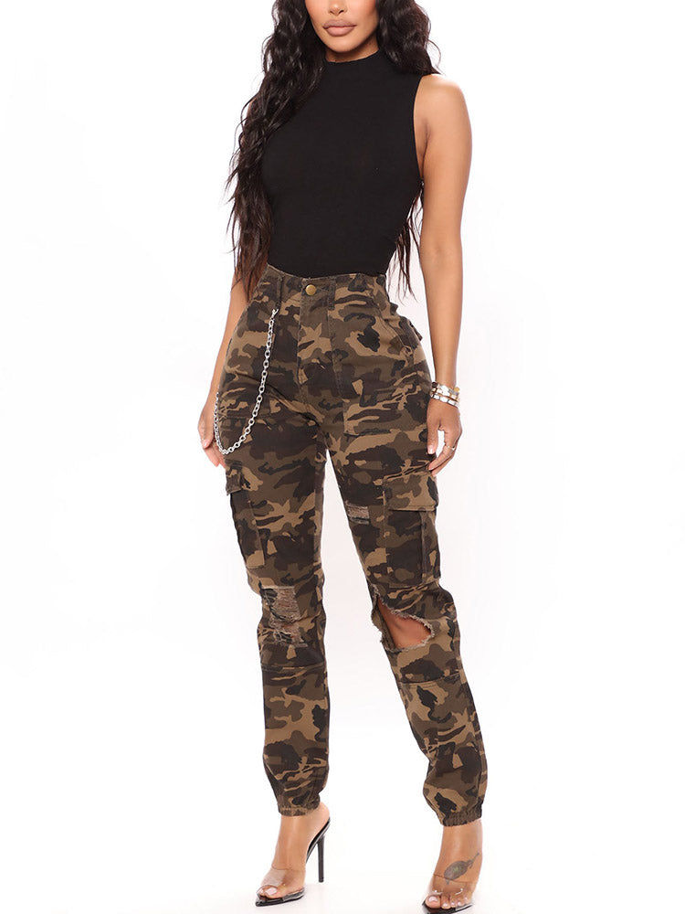 Ripped Camo Cargo Pants