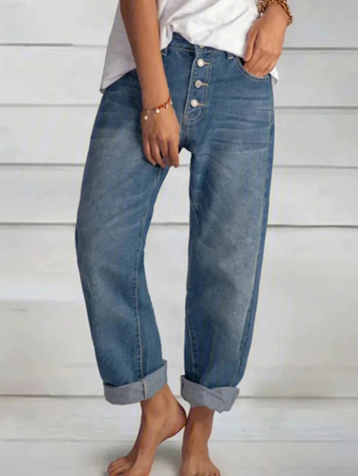 Loose Casual Denim Straight Leg Pants