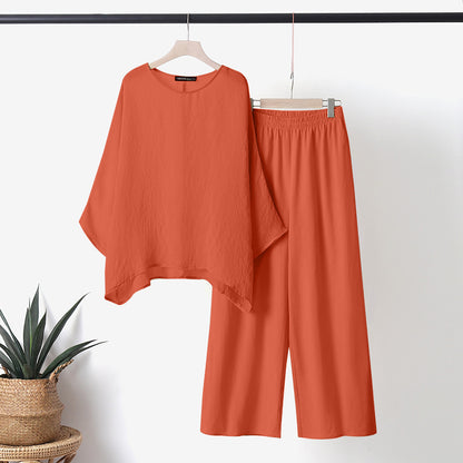 New Casual Short-Sleeved Wide-Leg Pants Two-Piece Set