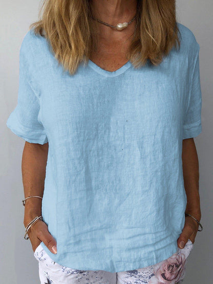 Women's Pure Color Casual Cotton Shirt