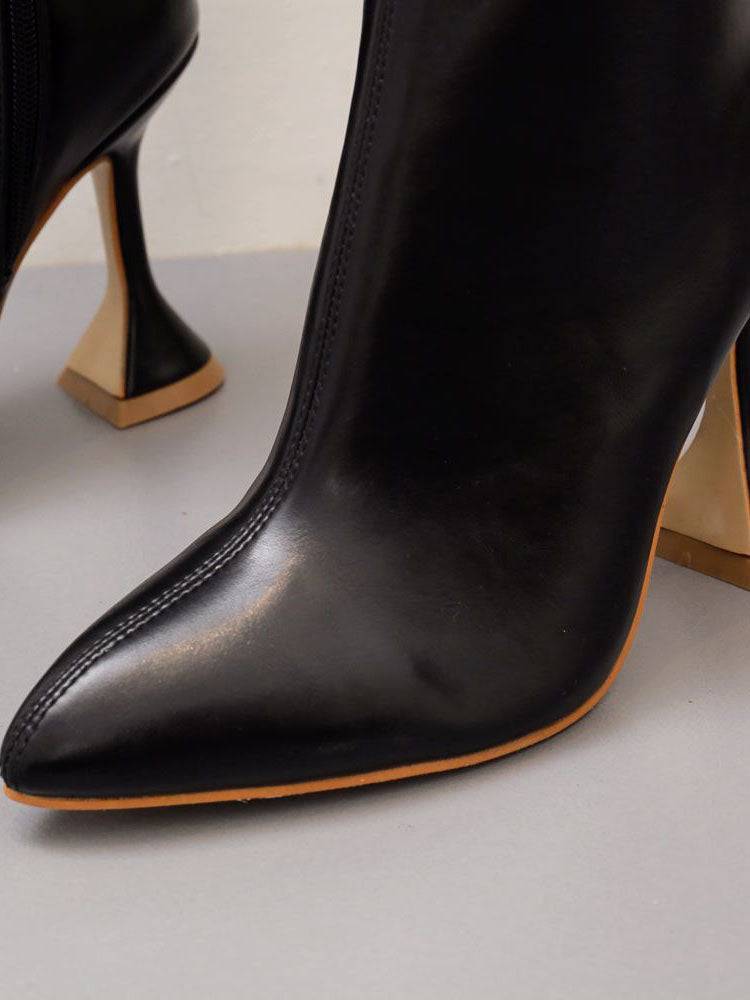 Pointed Toe Sculptural Heeled Over The Knee Boots