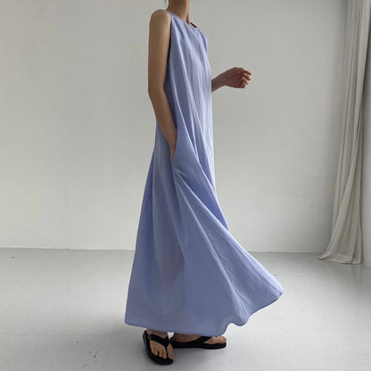 Simple Solid Color Sleeveless Maxi Dress