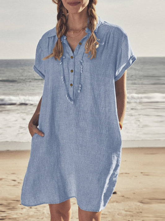 Cotton and Linen Pocket Beach Skirt