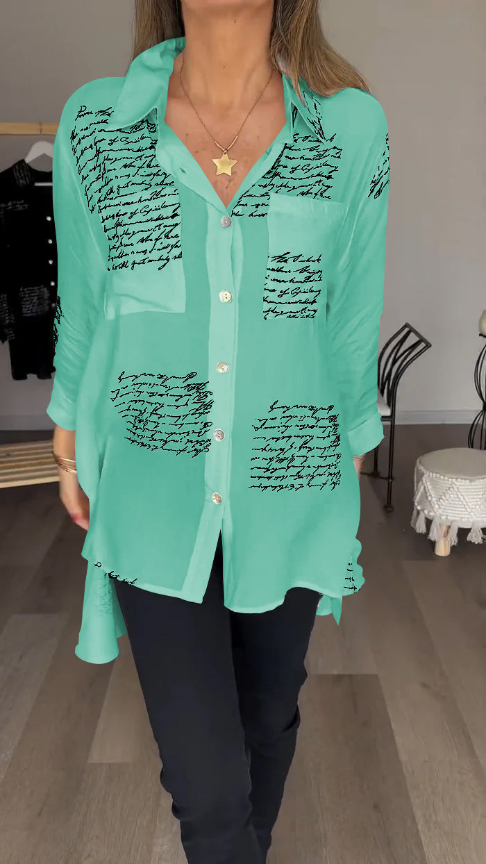 Women's Letter Print Fashion Lapel Shirt