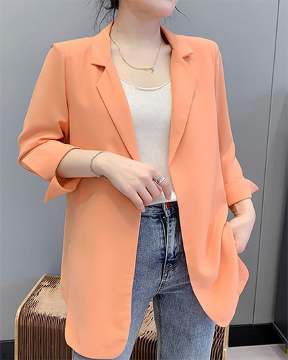 Women's Solid Color Loose Mid-length Suit Jacket