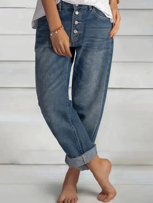 Loose Casual Denim Straight Leg Pants