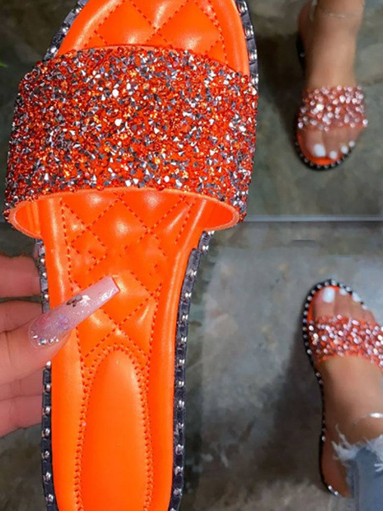 Rhinestone Bling Flat Sandals