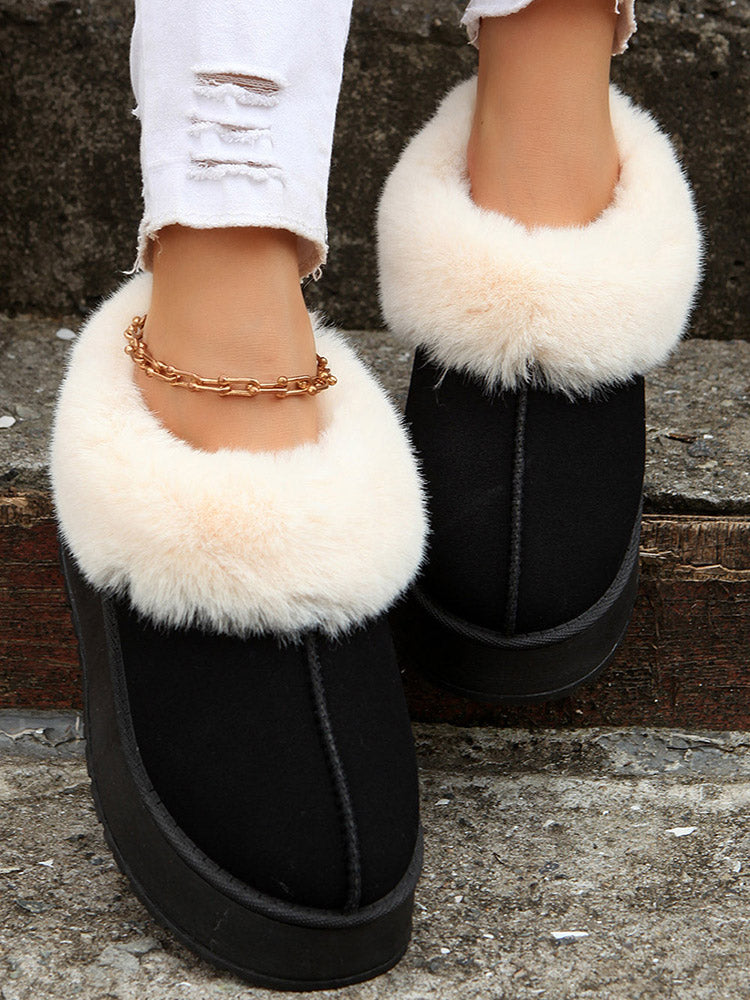 Furry Suede Platform Boots